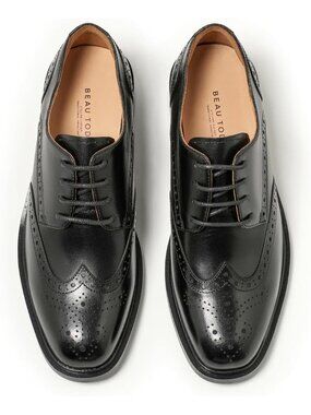 Women's Black Comfort Breathable Ladies Lace-up Handmade Brogue Formal Oxfords